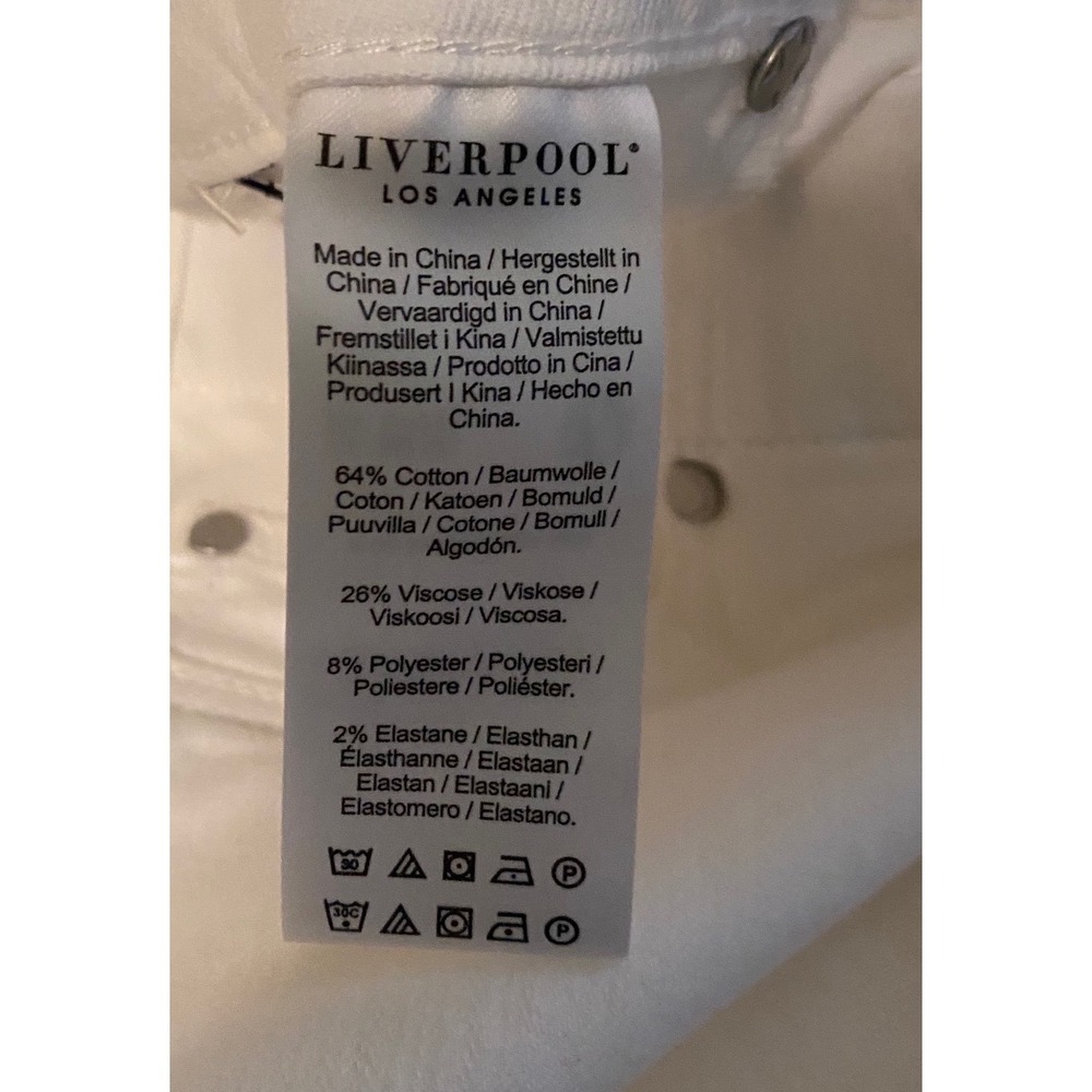 Liverpool Los Angeles Chloe Pull On Crop Skinny Jeans White Eco Denim 4/27 NEW - Picture 9 of 10